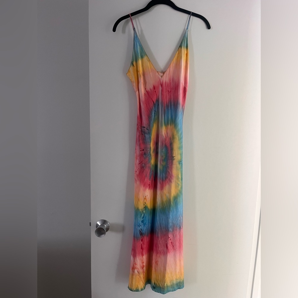 Silk hand tie dyed slip dress
